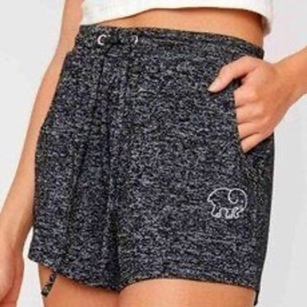 Ivory Ella Womens Space Dye Lounge Shorts Charcoal Gray Elephant Logo Size Large